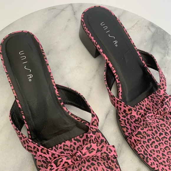 Vintage 90s Unisa pink leopard print heel sandals - Picture 4 of 7